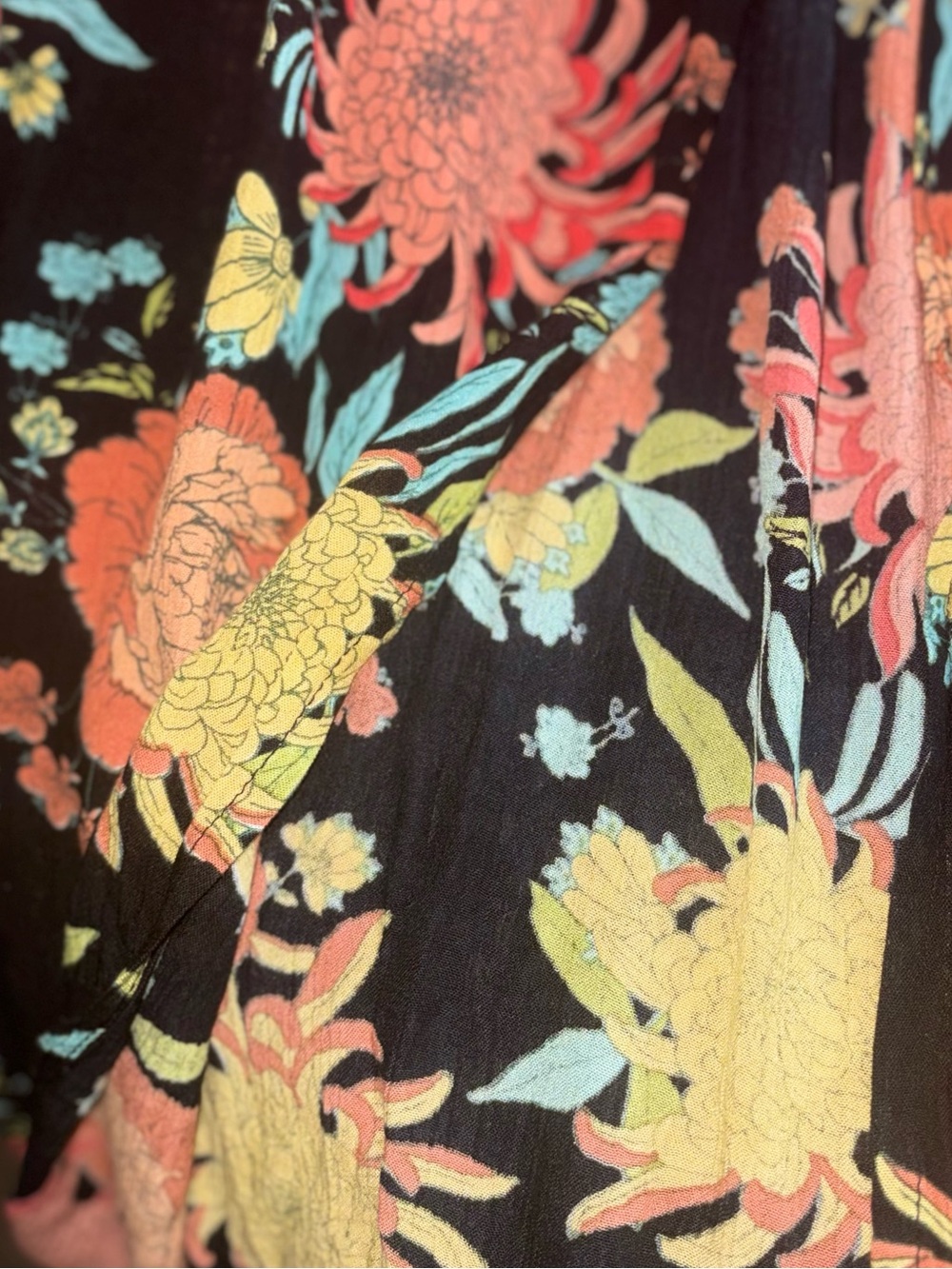 NWT Natural Life Reyna Maxi Dress Large Black Floral Deep V Neck Boho - Picture 7 of 8